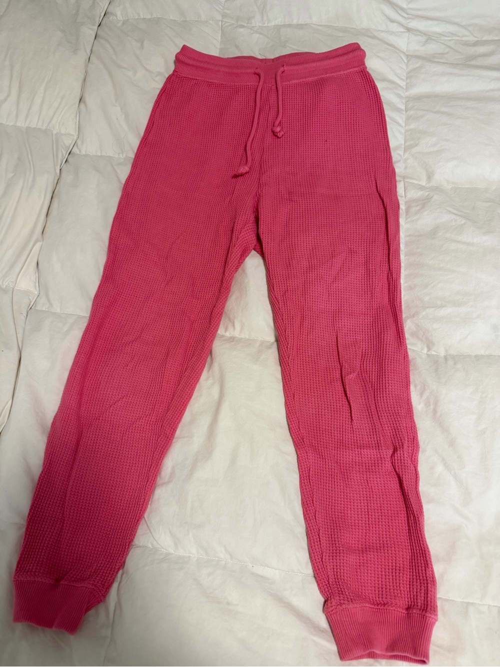 Zara Waffle-Knit Jogger Pants - Hot Pink